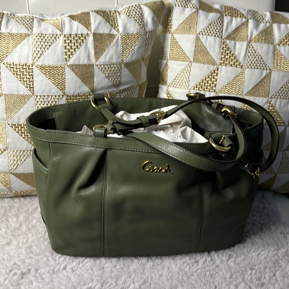 Green Coach Tote Bag